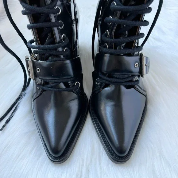 Chloe Women's Black Rylee Cutout Leather Ankle Boots Size 39